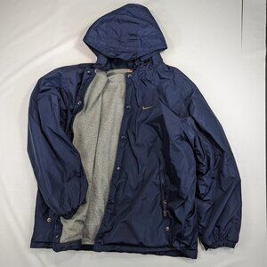 Vintage 90’s Nike Spell out Hooded Windbreaker Jacket Adult Large Blanket Lined